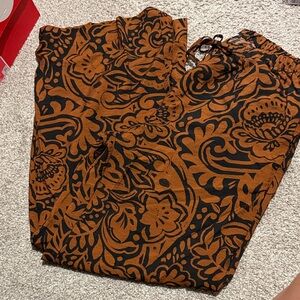 JohnPaulRichard Black & Rust Wide Leg Pants